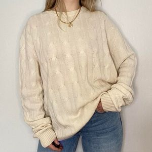 Saks Fifth Avenue Cashmere Cream Cable Knit Sweater